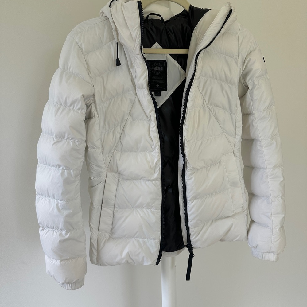 Canada Goose White Puffer Jacket with Quilted Design